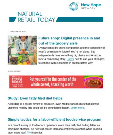 Natural Retail Today newsletter